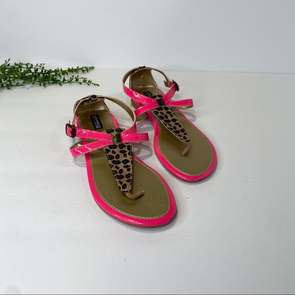 Sperry Summerlin Sandals Size 4M Neon Pink & Leopard Open Toe Ankle Strap - Picture 1 of 10